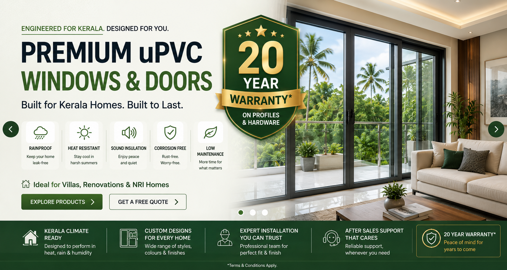 Premium uPVC windows and doors in Kerala